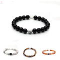 2017 fashion natural blackstone stone lava-rock natural white stone bracelet for young people